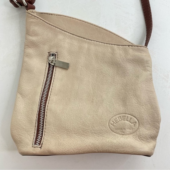 HEBELLA Made in Italy Asymmetrical Leather Crossbody Bag Purse Boho Minimalist - Picture 7 of 16
